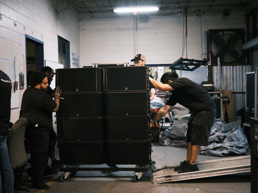 Confiscating product that has been confirmed as counterfeit L-Acoustics loudspeakers in the warehouse of Se7ven Sounds Music, Inc&nbsp;